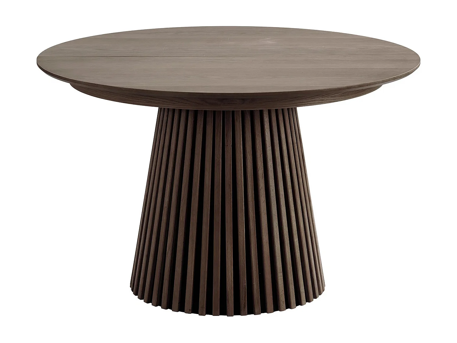 Table à manger ronde extensible LANZA-Marron-Diamètre 120/160-200 cm