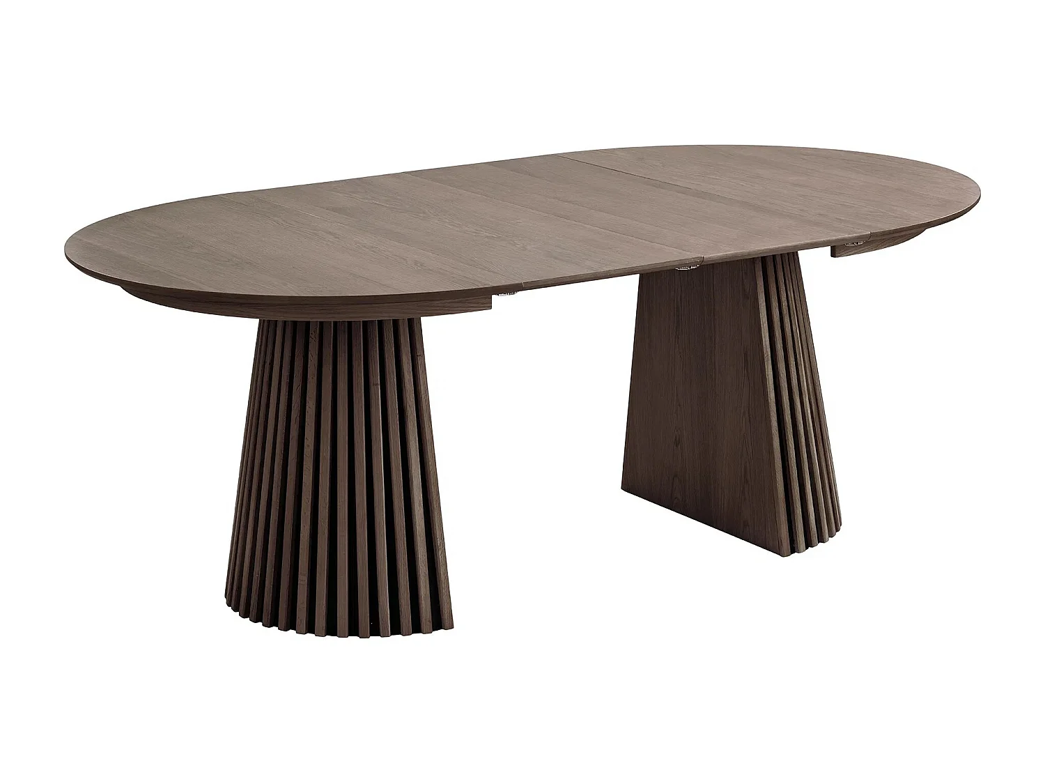 Table à manger ronde extensible LANZA-Marron-Diamètre 120/160-200 cm