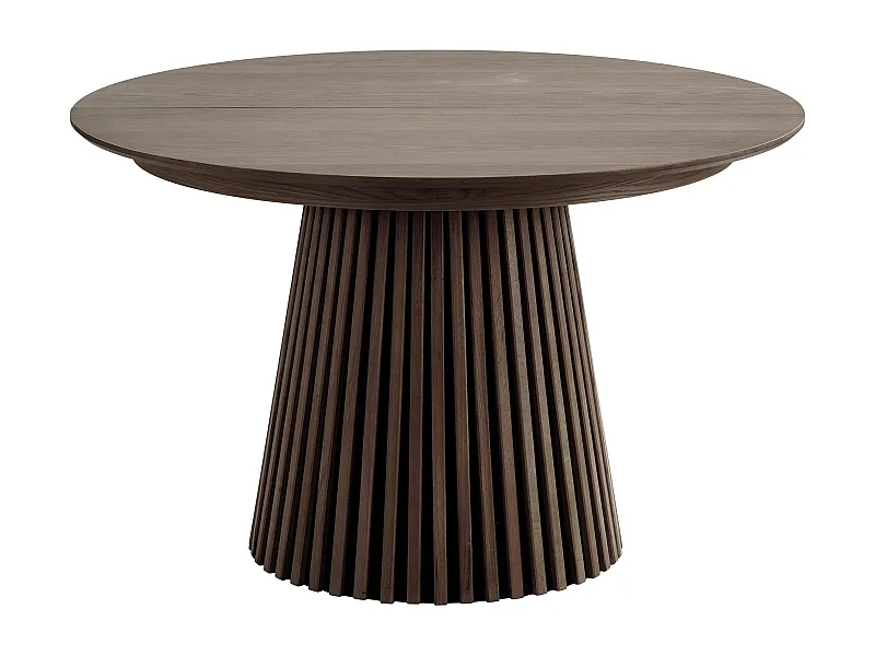Table à manger ronde extensible LANZA-Marron-Diamètre 120/160-200 cm