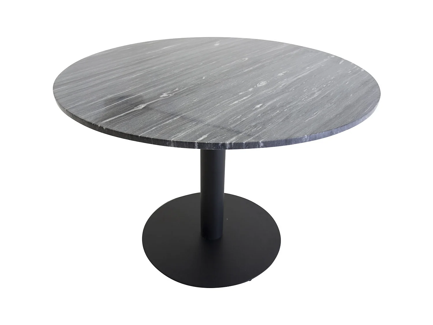 Table à Manger en Marbre "Estelle" 106cm Gris Foncé & Noir