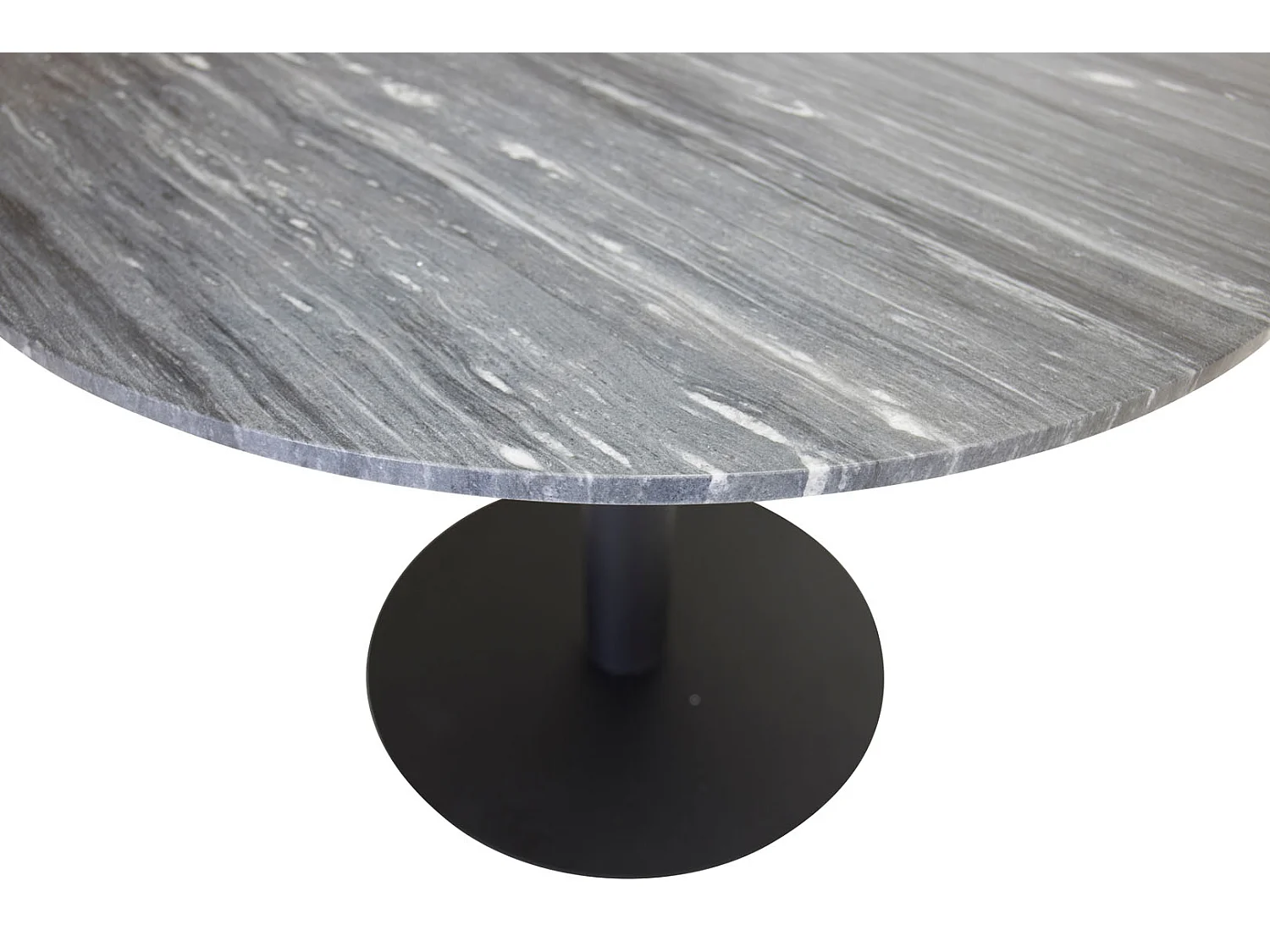 Estelle Esstisch Ø106cm Marmor schwarz, schwarzer Rahmen.