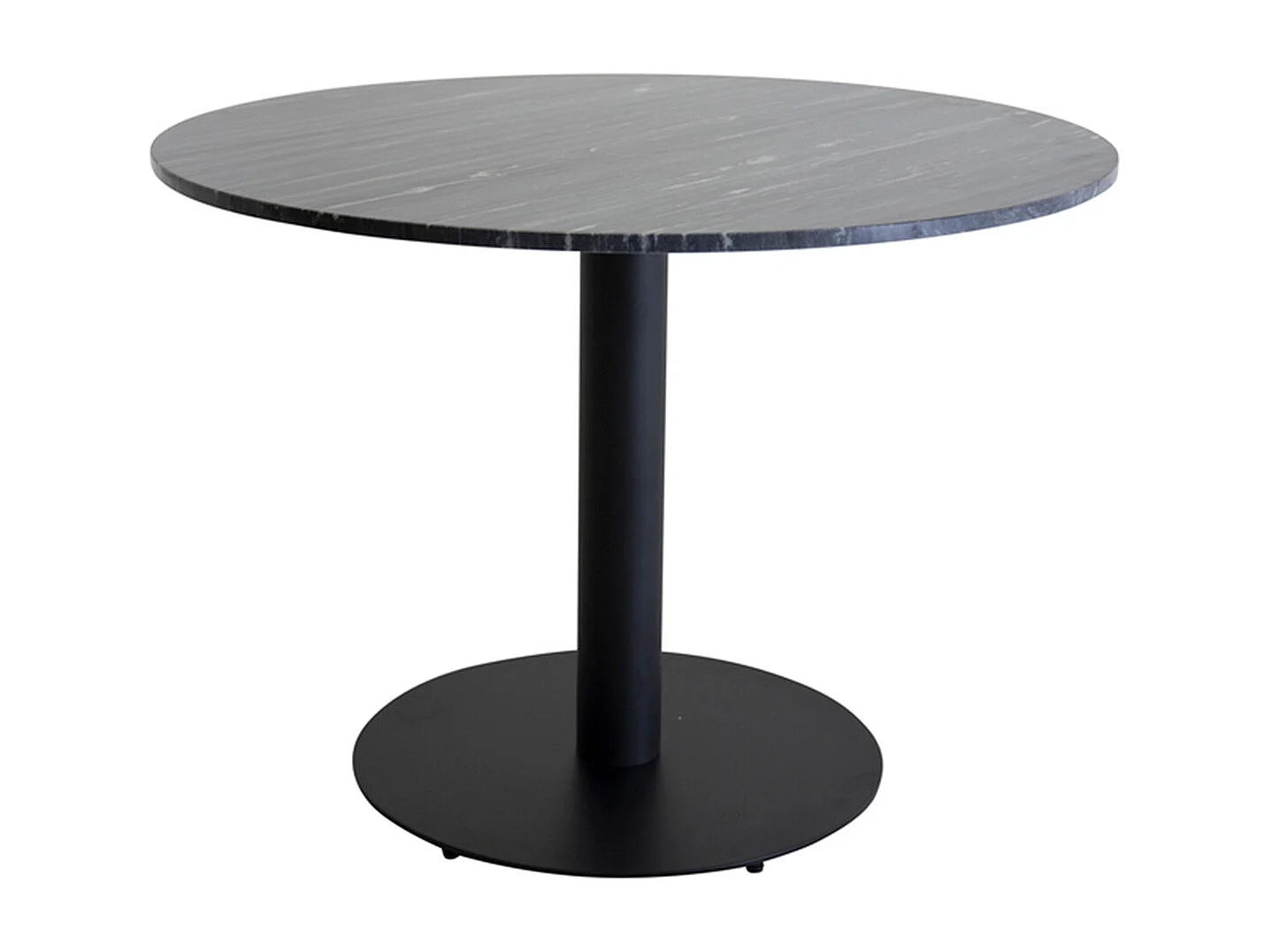 Table à Manger en Marbre "Estelle" 106cm Gris Foncé & Noir