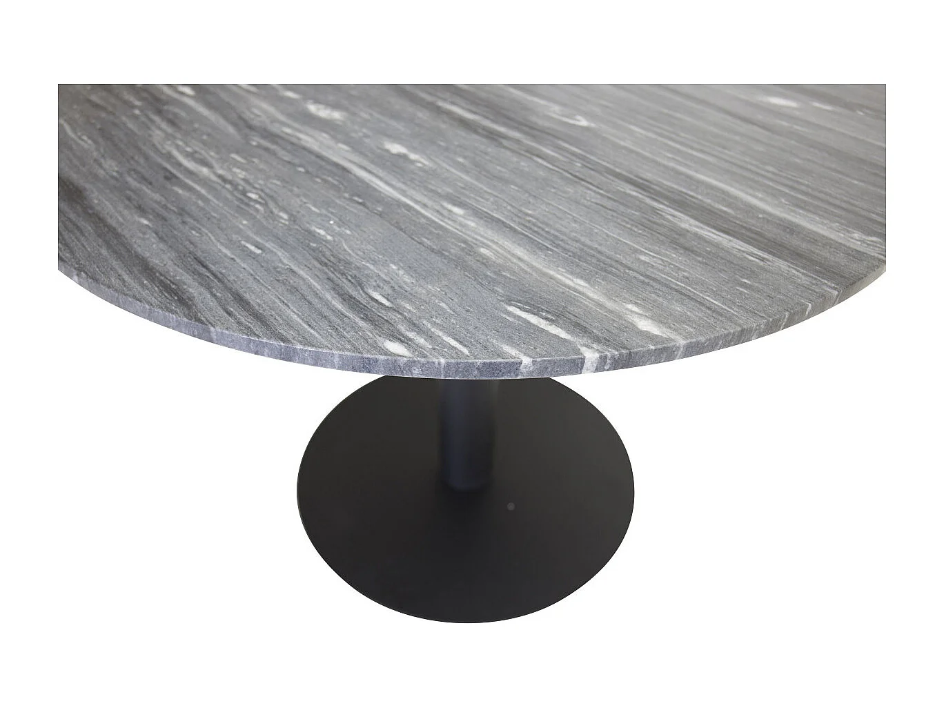 Table à Manger en Marbre "Estelle" 106cm Gris Foncé & Noir