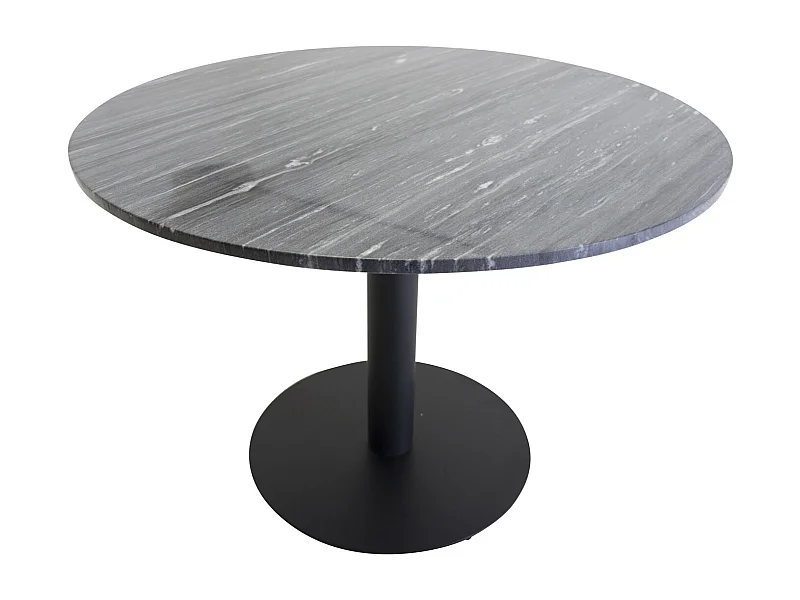 Table à Manger en Marbre "Estelle" 106cm Gris Foncé & Noir