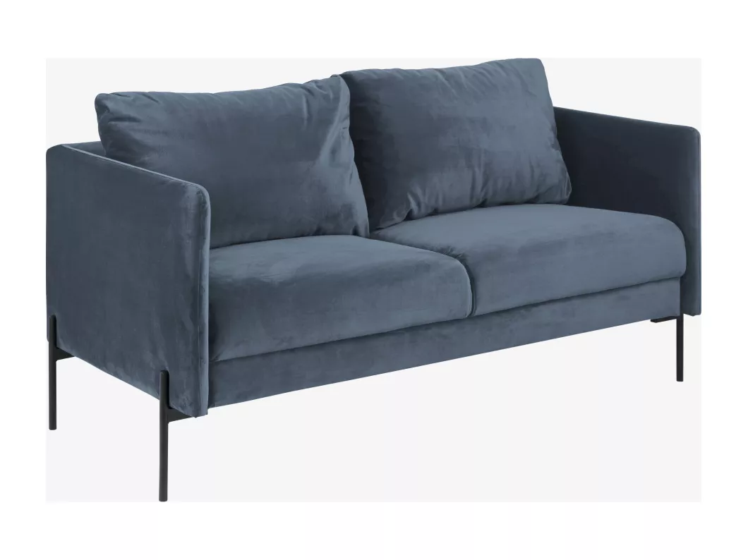 Kauf Unique Kingsley A2 2,5-Sitzer-Sofa mit schwarzen Metallbeinen. Staubblau