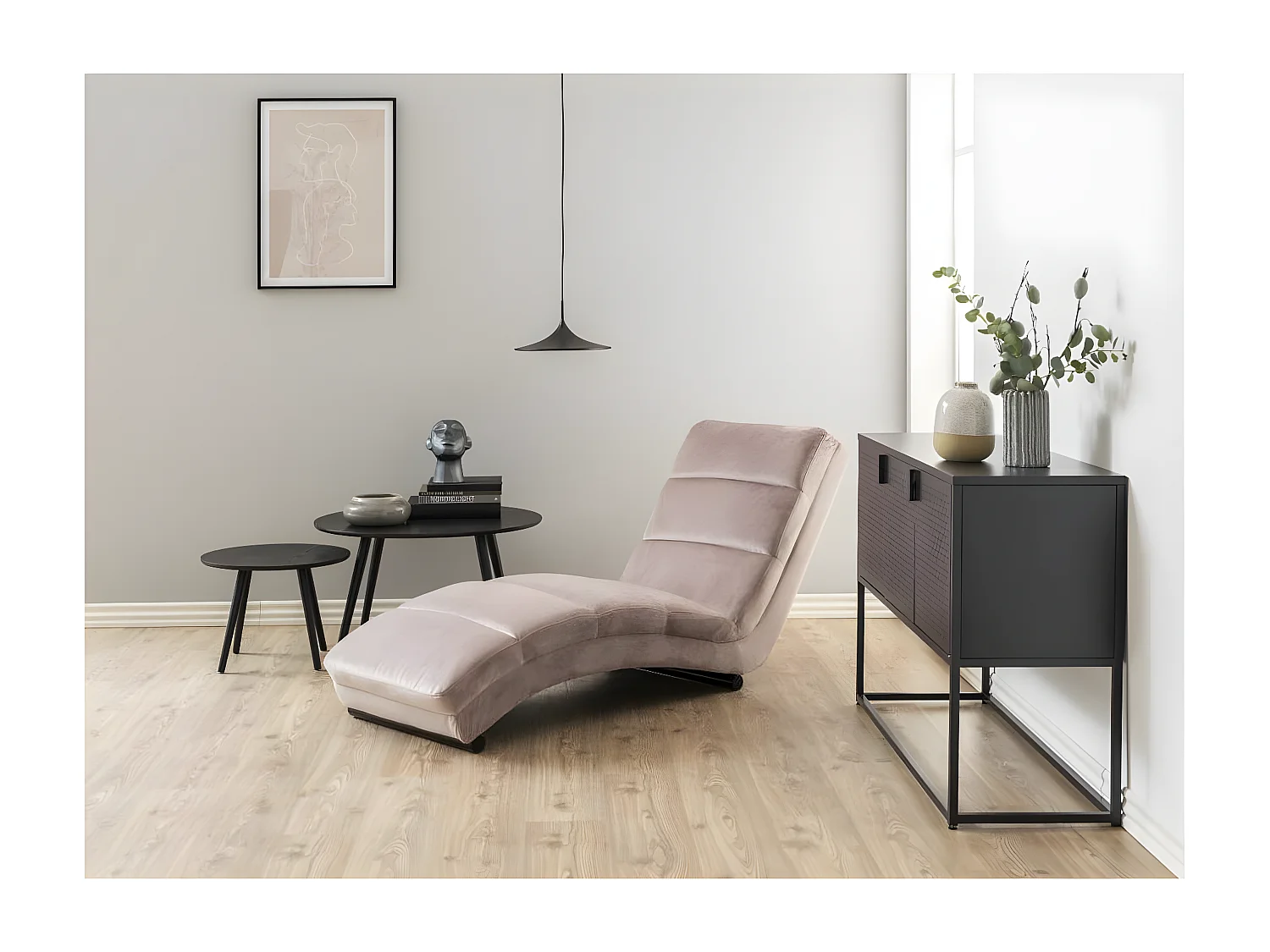 Curve chaise longue velours oudroze.