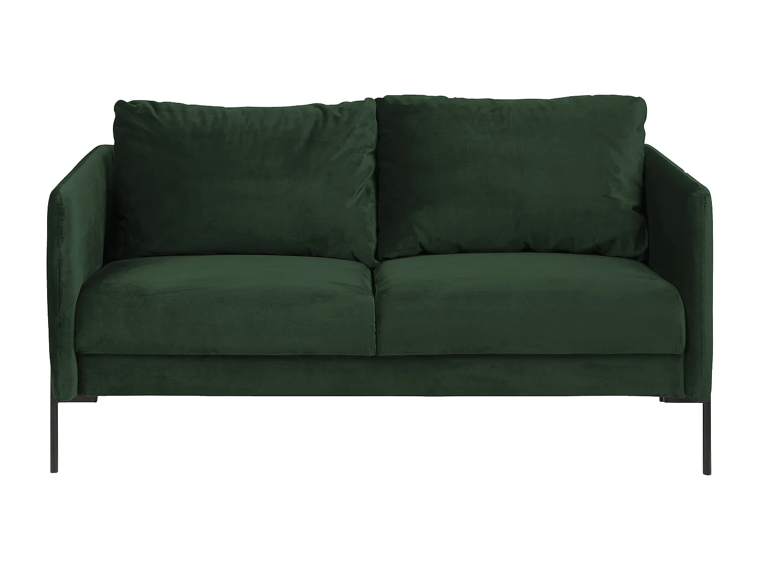 Kingsley A2 2,5-Sitzer-Sofa mit schwarzen Metallbeinen. Dunkelgrün