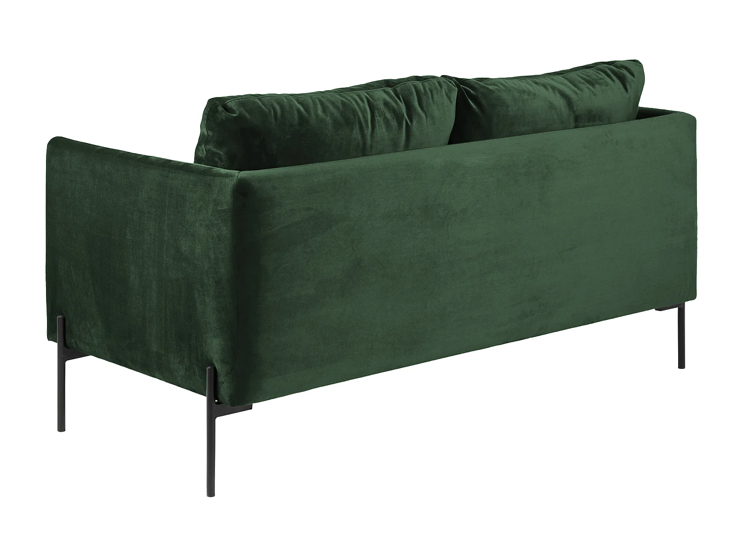 Kingsley A2 2,5-Sitzer-Sofa mit schwarzen Metallbeinen. Dunkelgrün