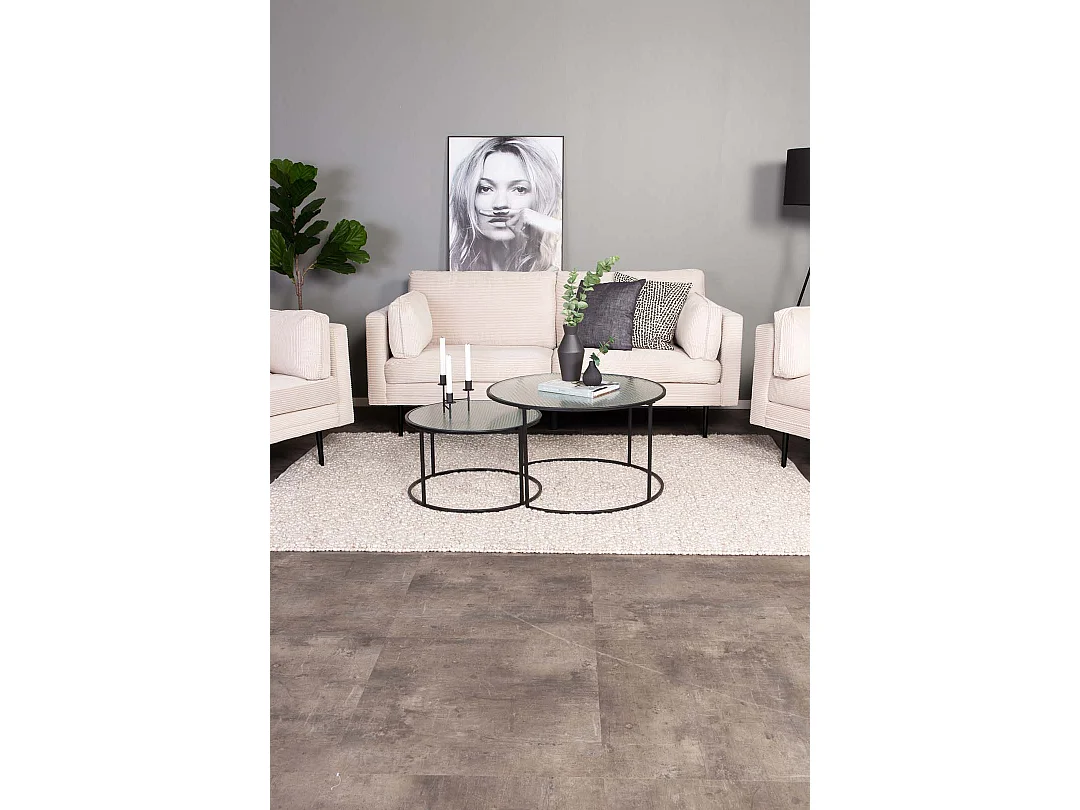 Boom canapé 3 personnes velours côtelé beige clair.