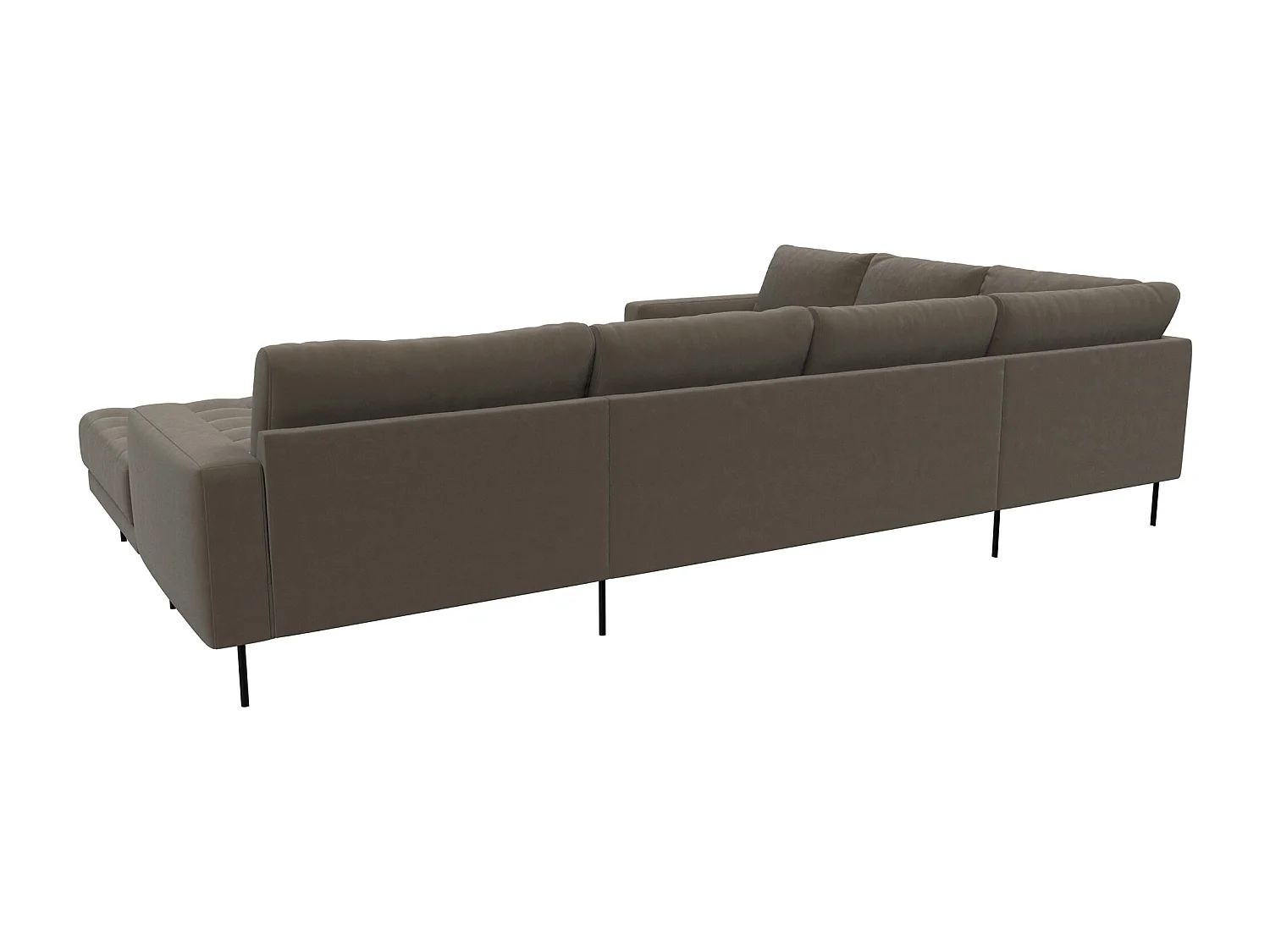 Rouge Ecksofa mit Chaiselongue und schwarzen Beinen. Grau-braun//Rechtsgewendet