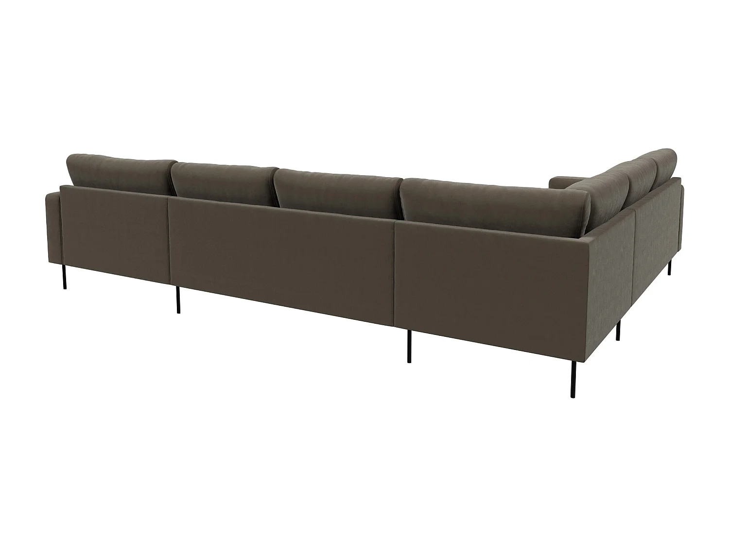Rouge Ecksofa mit Chaiselongue und schwarzen Beinen. Grau-braun//Rechtsgewendet