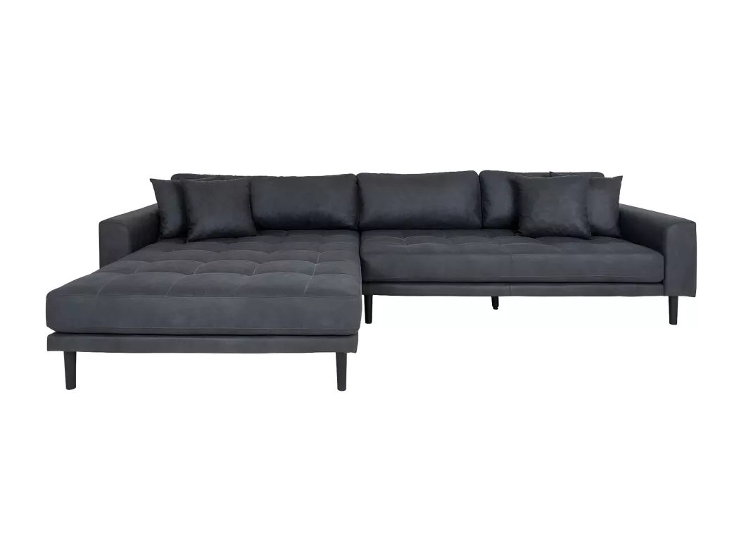 Kauf Unique Lido Chaiselongsofa links gewendet mit 4 Kissen dunkel grau