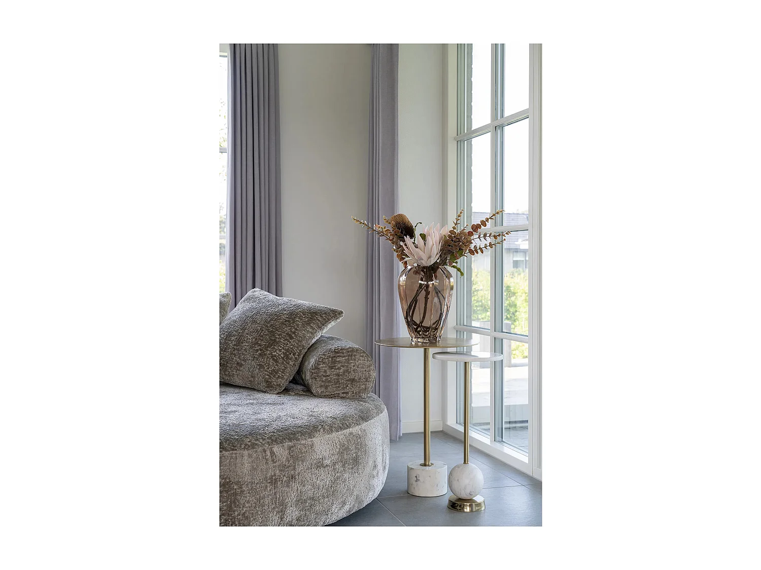 Table d'appoint en laiton et marbre SALO Ø 25cm