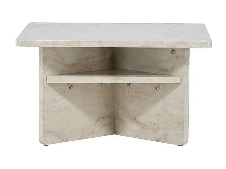 Table Basse Effet Marbre "Alesund " 75cm Beige
