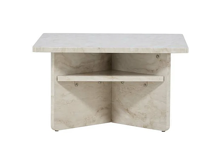 Table Basse Effet Marbre "Alesund " 75cm Beige