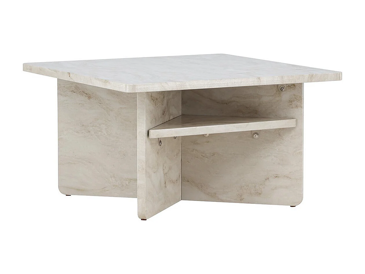 Table Basse Effet Marbre "Alesund " 75cm Beige