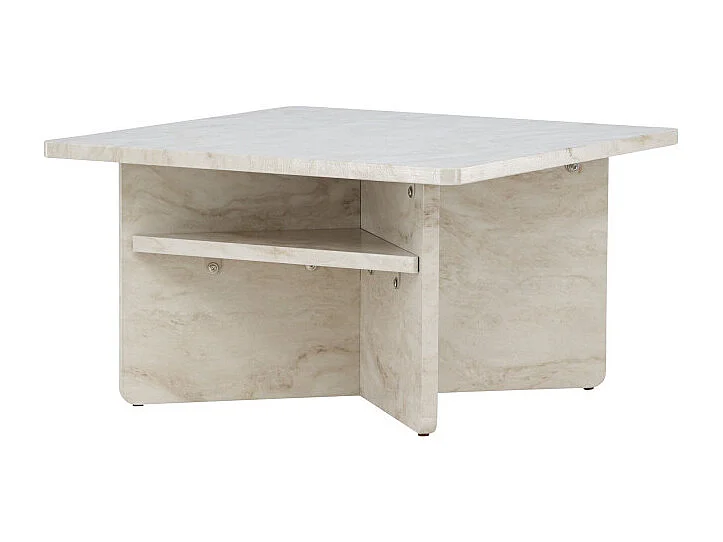 Table Basse Effet Marbre "Alesund " 75cm Beige