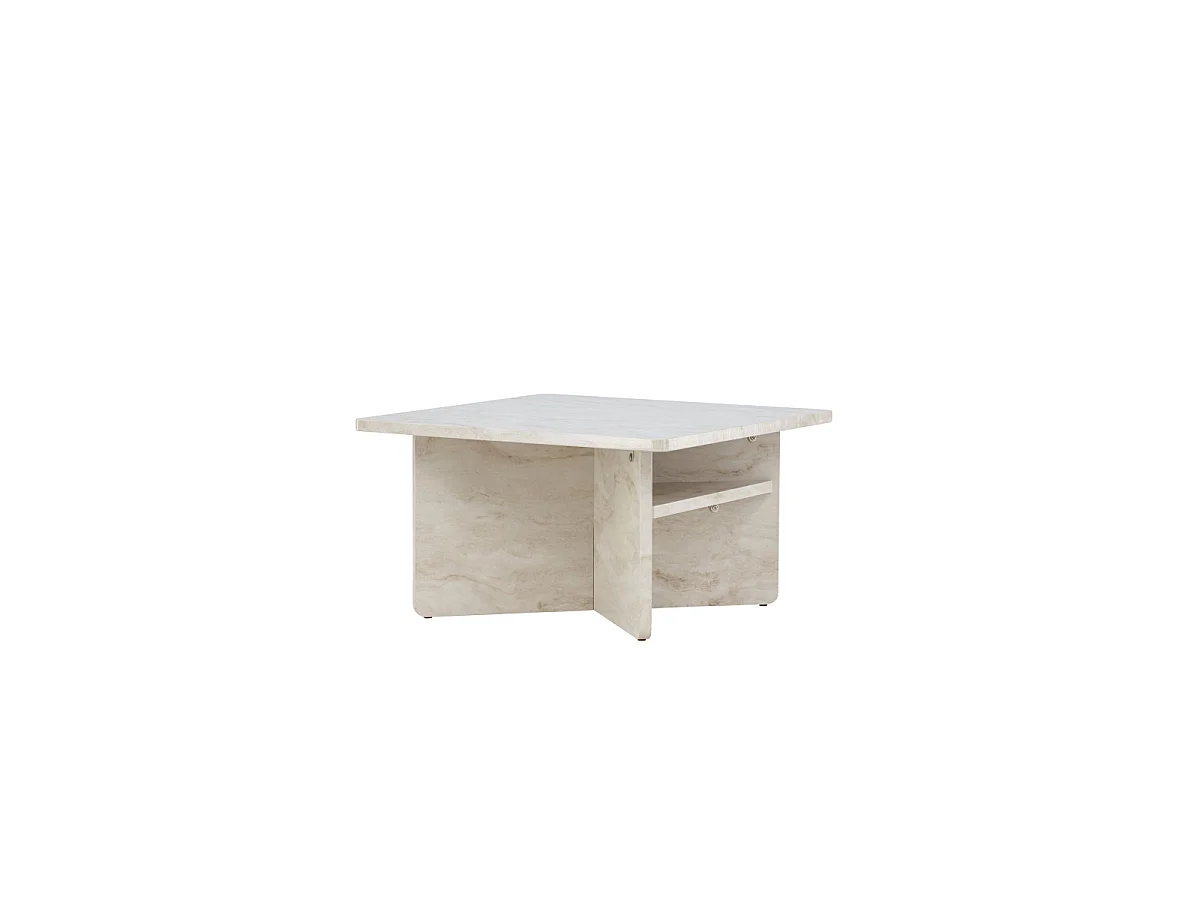 Table Basse Effet Marbre "Alesund " 75cm Beige
