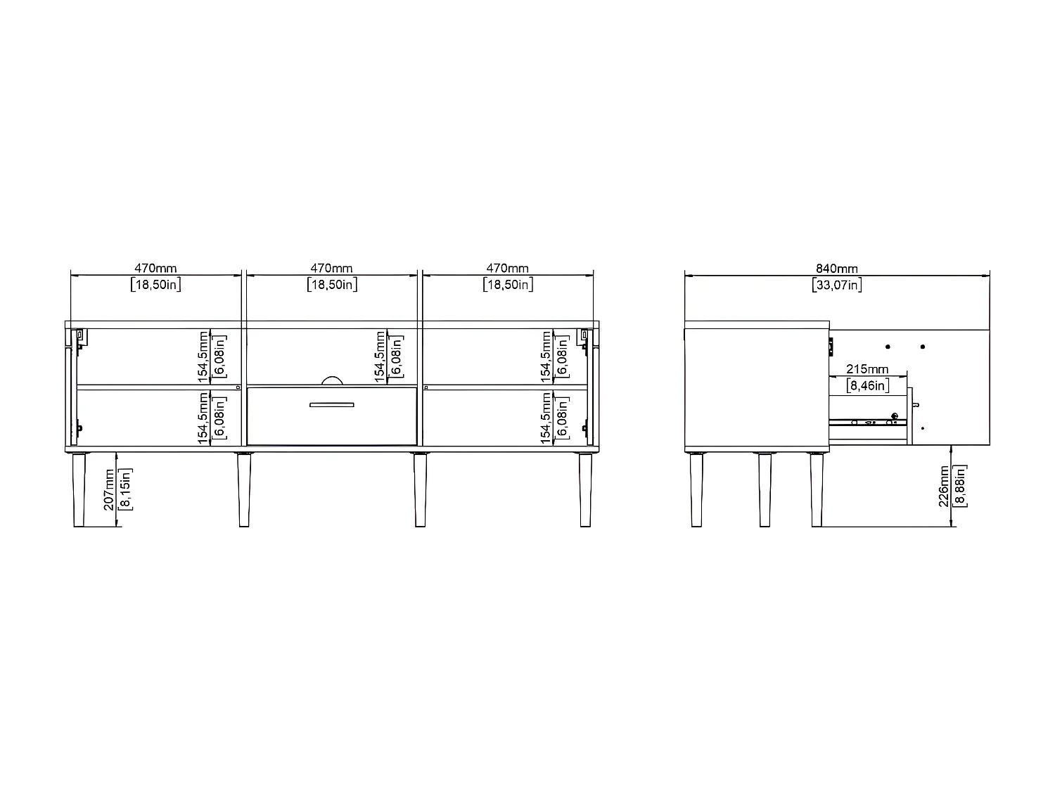Media TV Tisch 2 Türen 1 Schublade Nussbaum dekor.