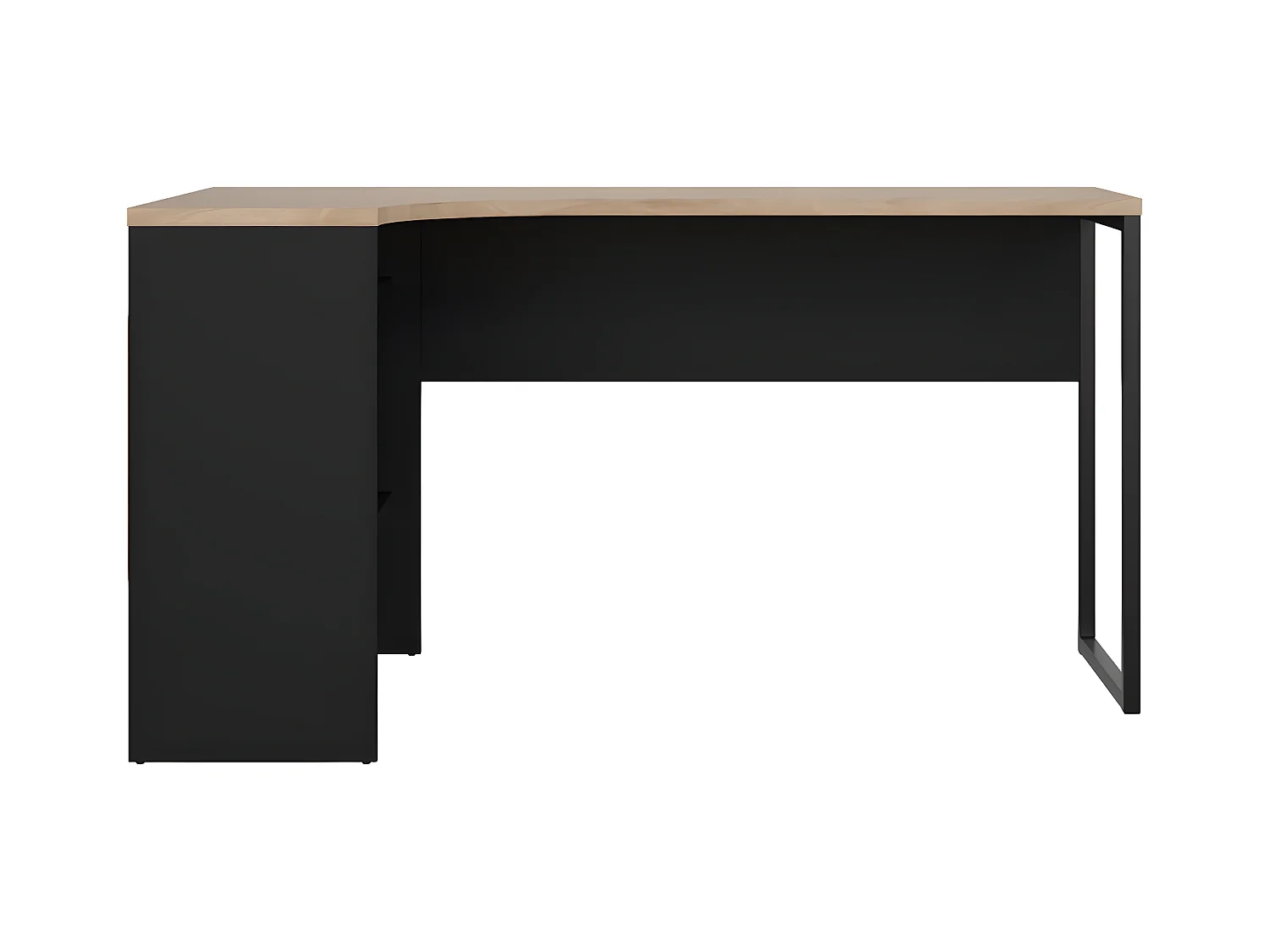 FunctionPlus bureau hoek 3 planken 2 laden okkernoot decor zwart mat.