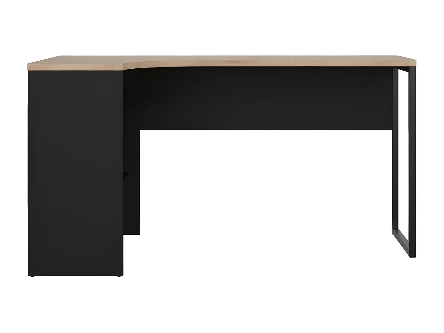 FunctionPlus bureau hoek 3 planken 2 laden okkernoot decor zwart mat.