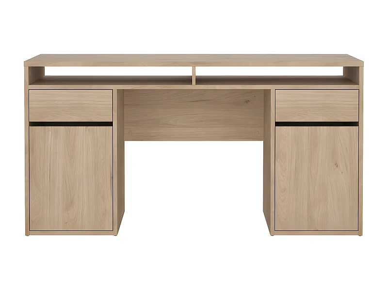 FunctionPlus Schreibtisch 2 Türen 2 Schubladen Nussbaum dekor.