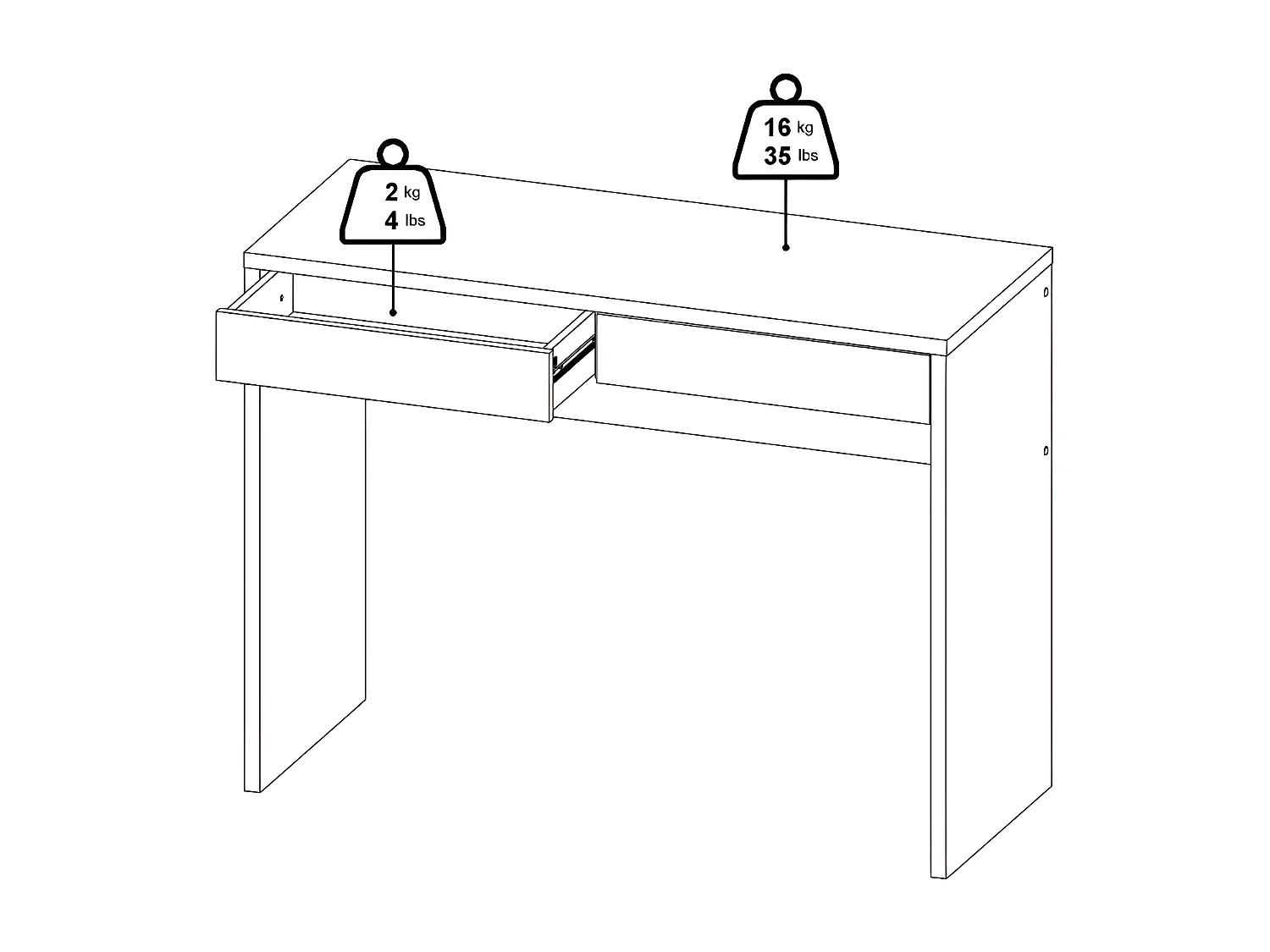 FunctionPlus Schreibtisch mit Regal 2 Schubladen Nussbaum dekor.