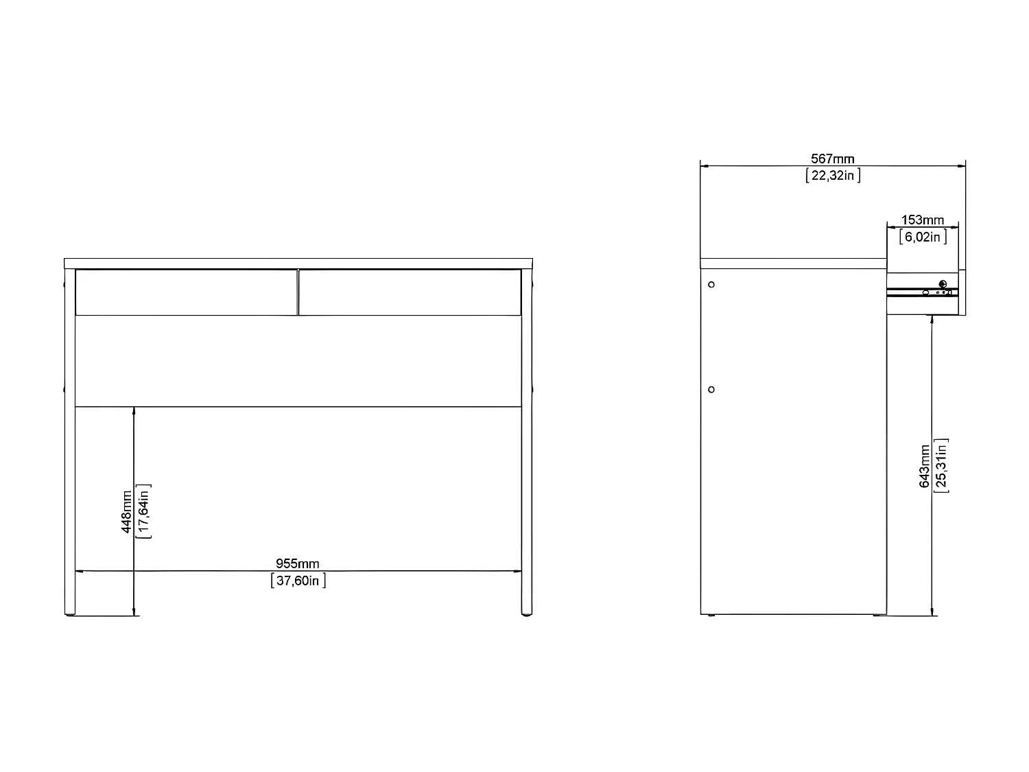 FunctionPlus Schreibtisch mit Regal 2 Schubladen Nussbaum dekor.