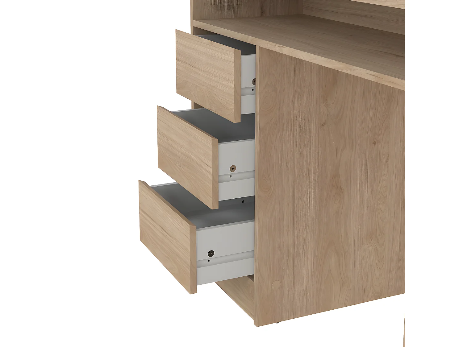 FunctionPlus Schreibtisch mit Schloss 1 Tür 3 Schubladen Nussbaum dekor.