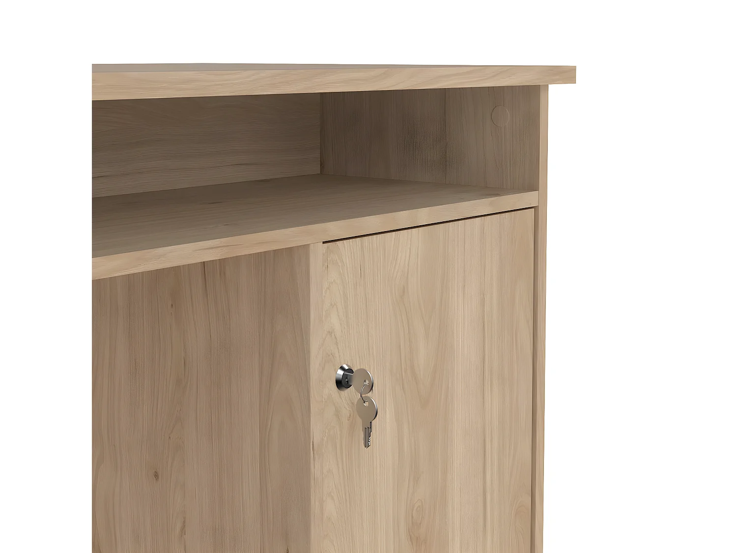 FunctionPlus bureau met slot 1 deur 3 laden okkernoot decor.