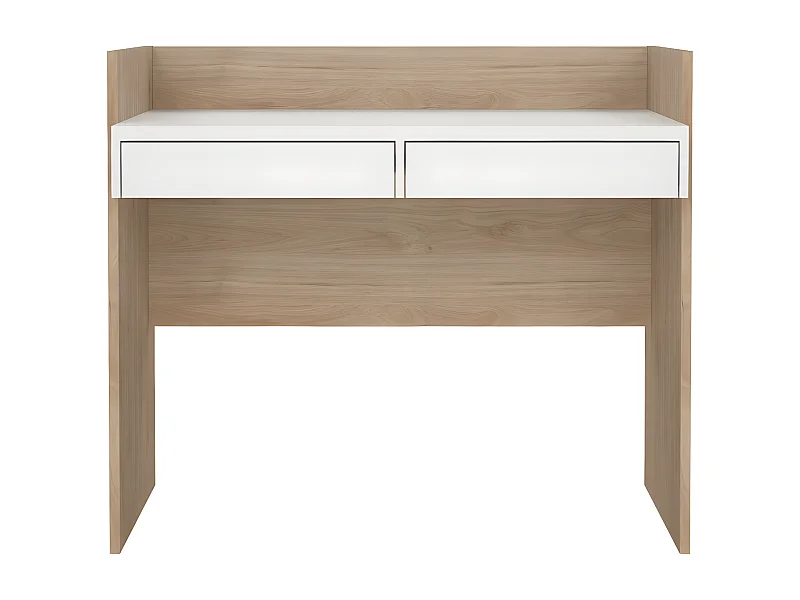 FunctionPlus Schreibtisch 2 Schubladen Nussbaum dekor weiß.