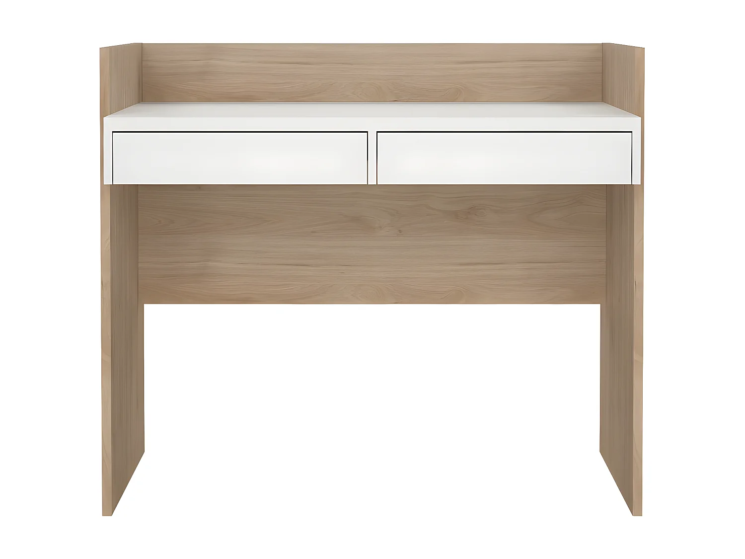 FunctionPlus Schreibtisch 2 Schubladen Nussbaum dekor weiß.