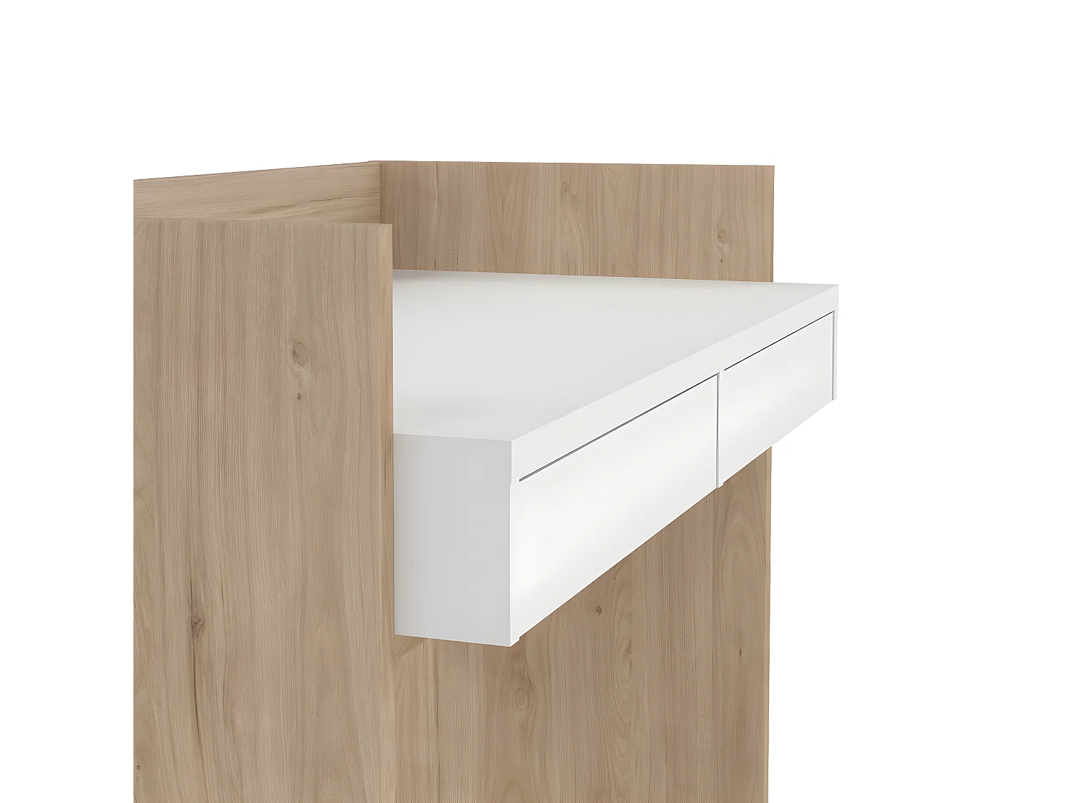 FunctionPlus Schreibtisch 2 Schubladen Nussbaum dekor weiß.