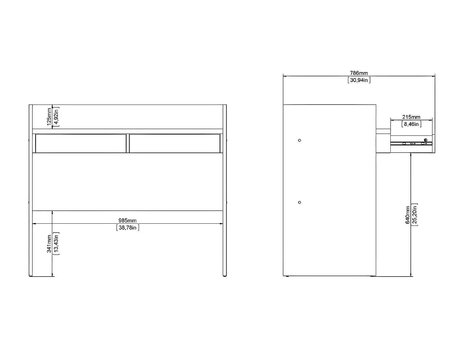 FunctionPlus Schreibtisch 2 Schubladen Nussbaum dekor weiß.