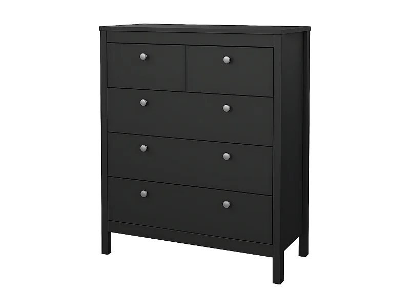 Madrid Kommode 5 Schubladen schwarz matt.