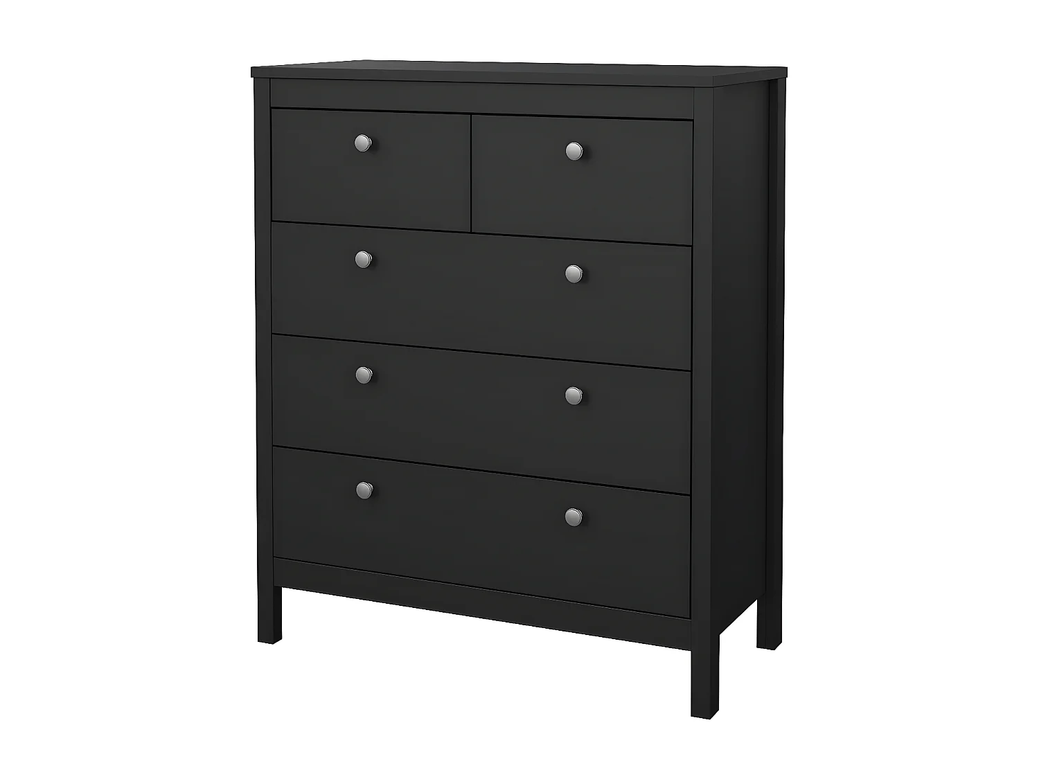 Cassettiera Madrid 5 cassetti nero opaco.