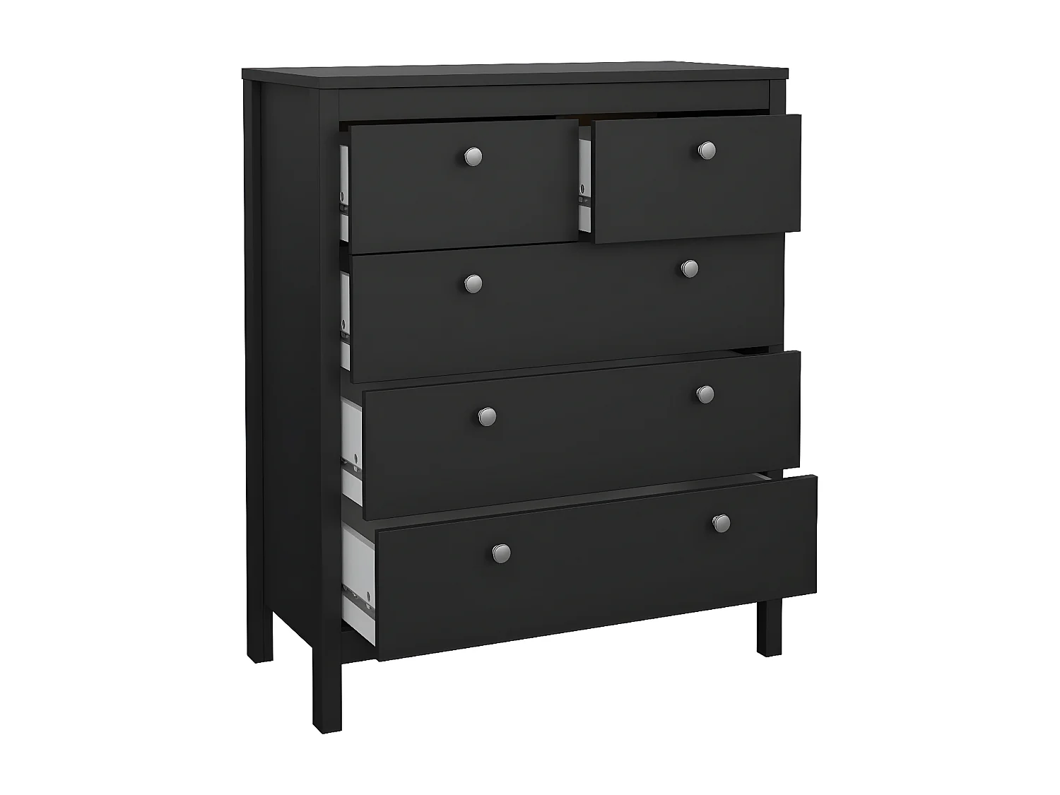 Cassettiera Madrid 5 cassetti nero opaco.
