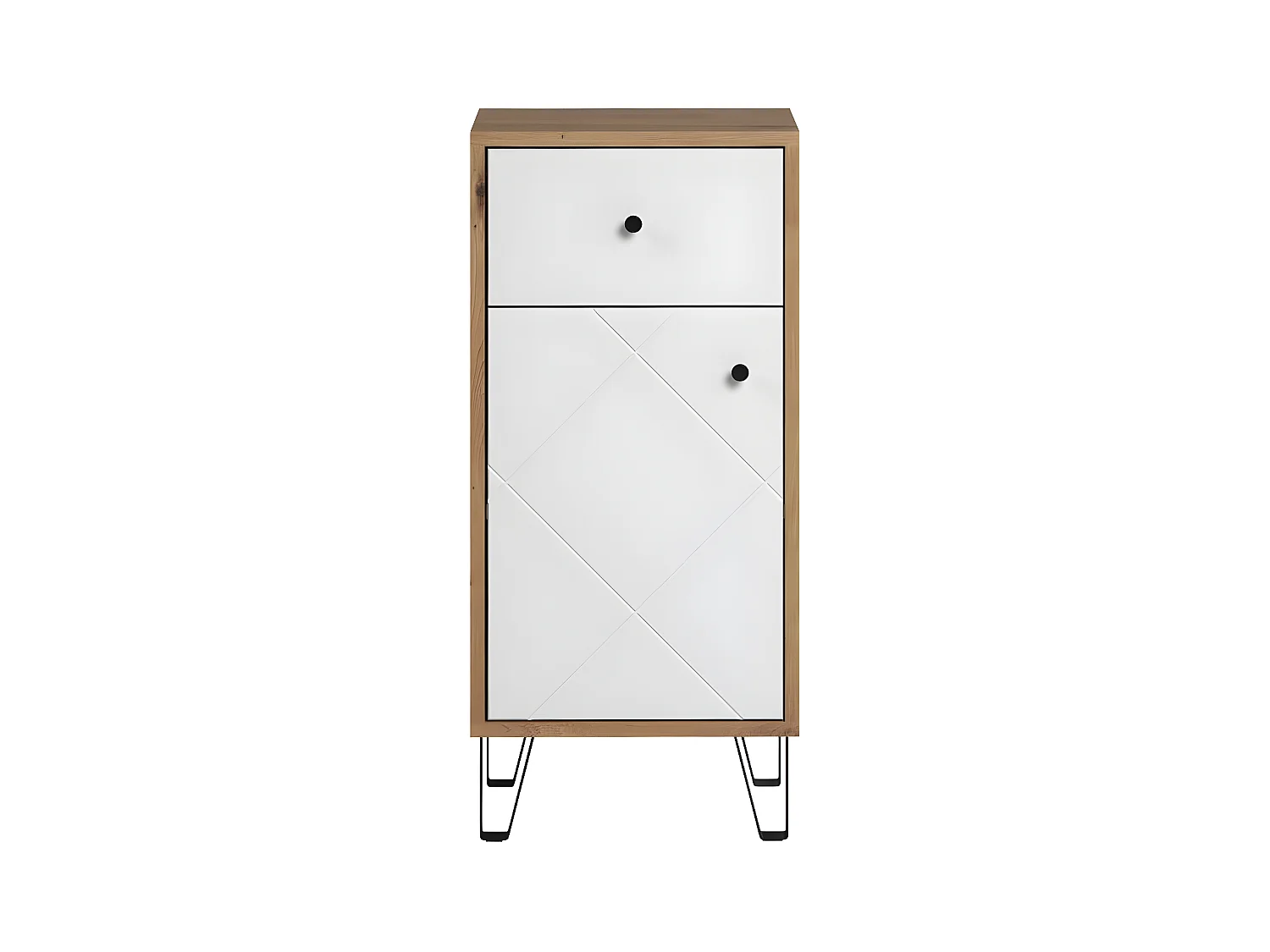 Touch Badschrank weiß matt, Eiche dekor.
