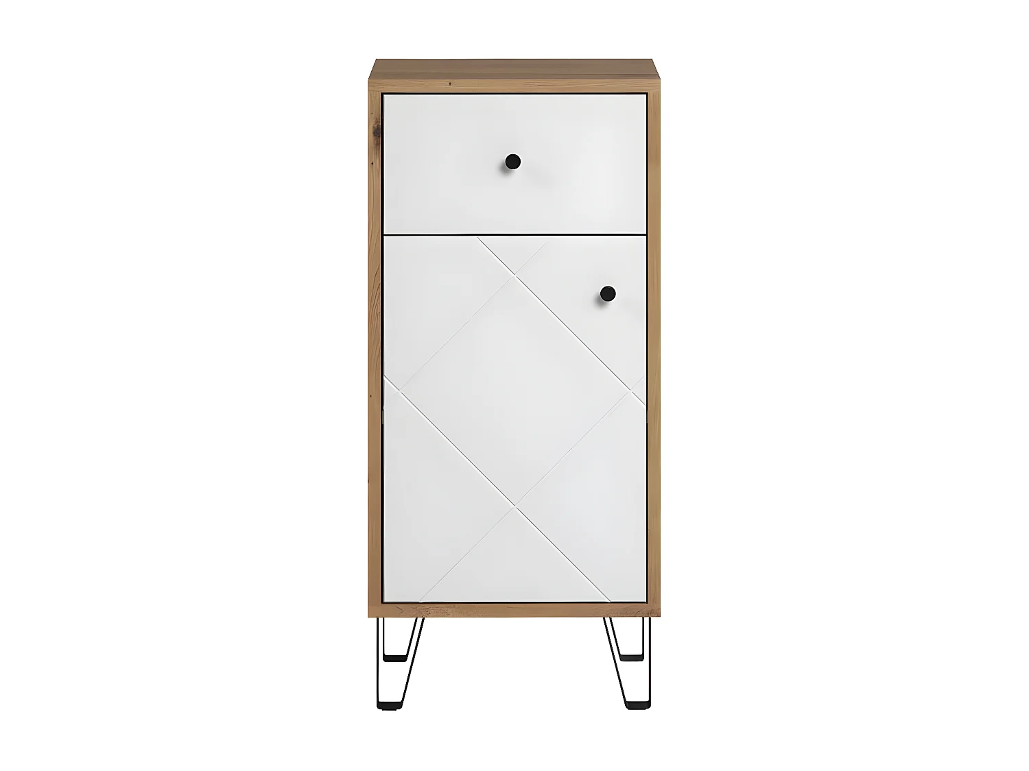 Touch Badschrank weiß matt, Eiche dekor.