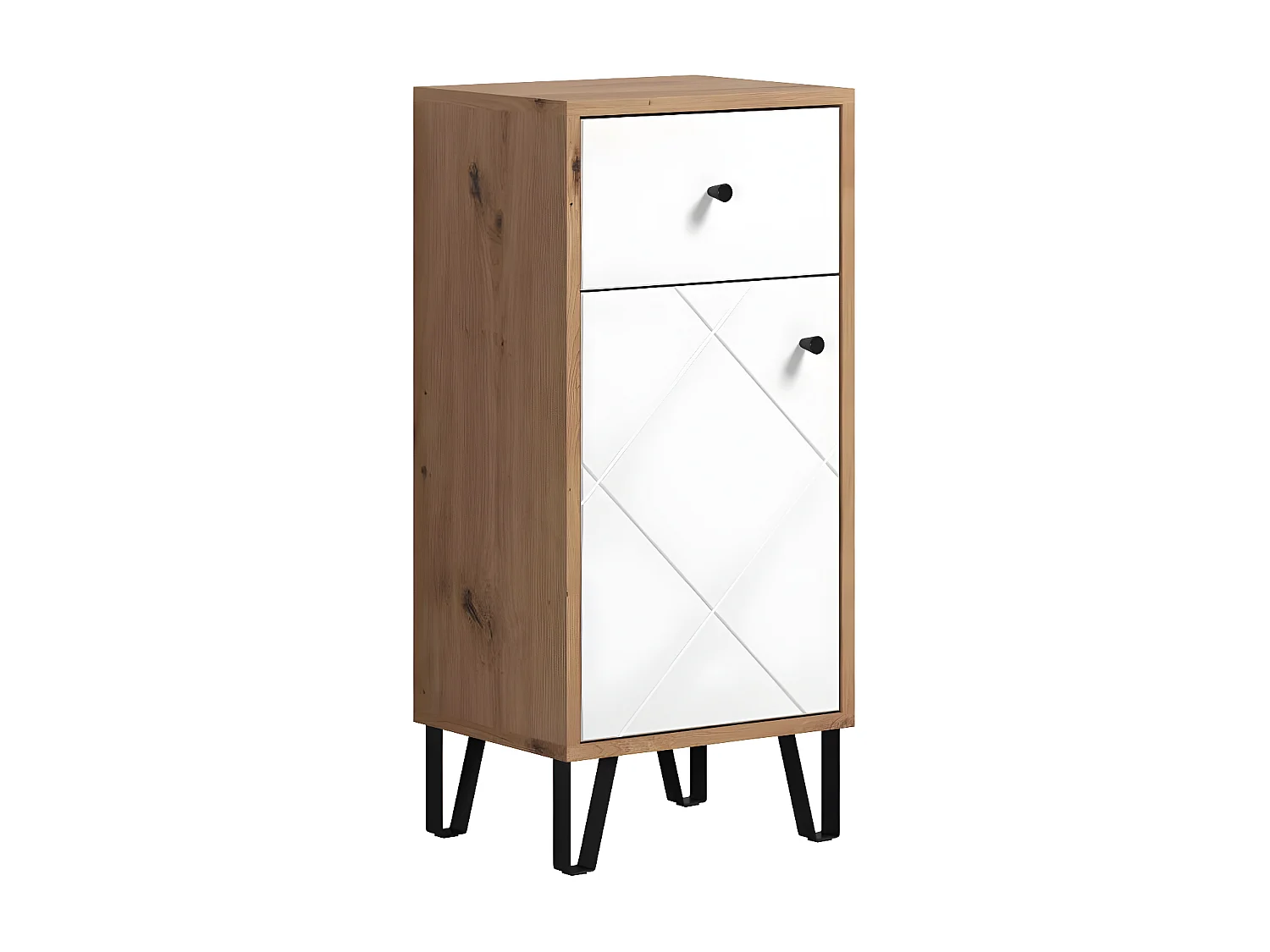 Touch Badschrank weiß matt, Eiche dekor.