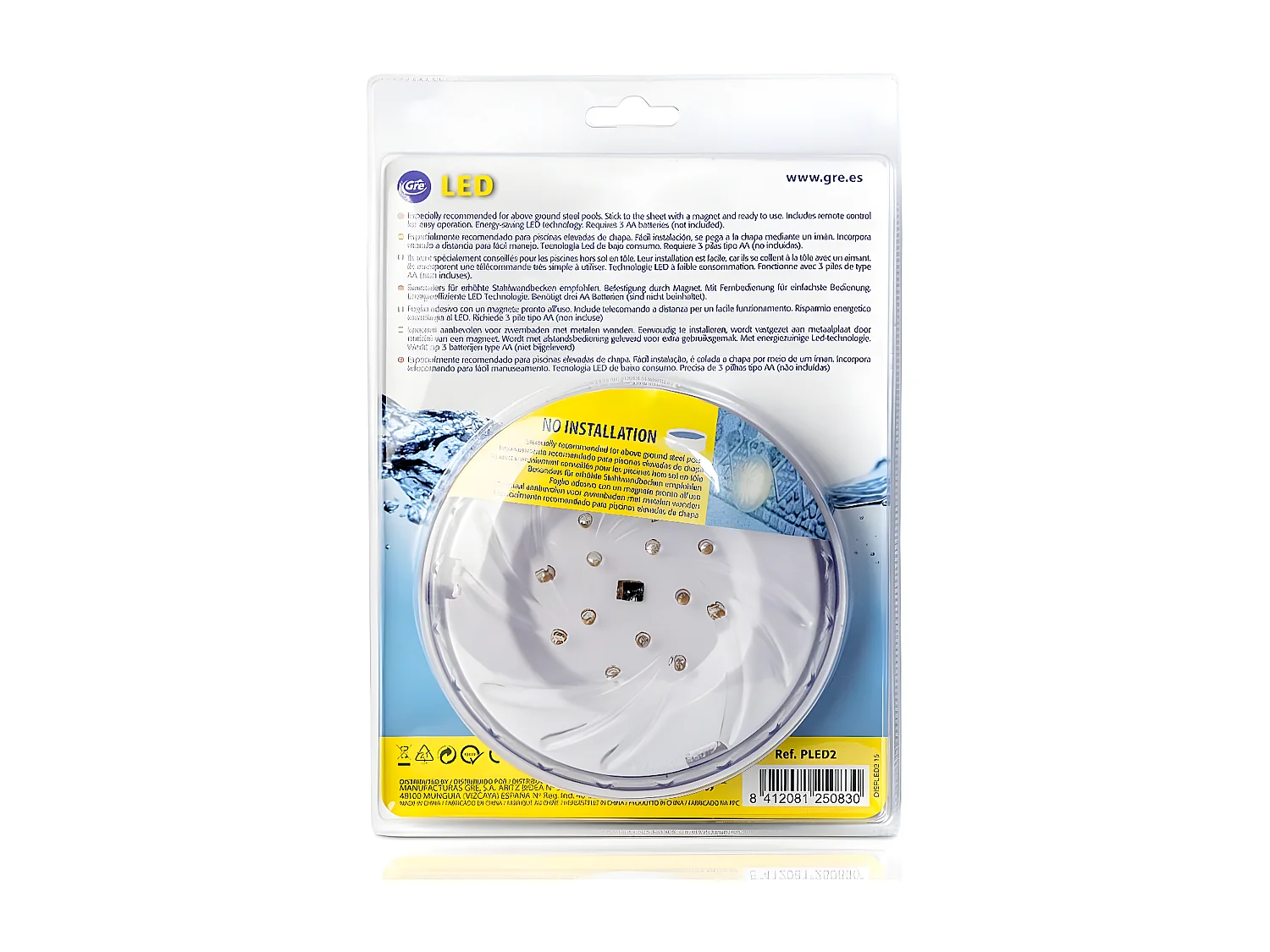 2er-Set weiße LED-Scheinwerfer für Aufstellbecken aus Stahl - Gré