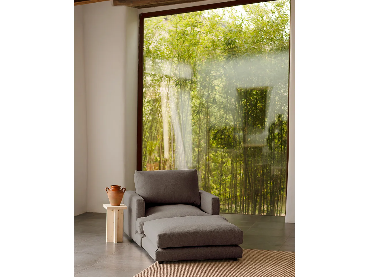 Puff gris oscuro de 97x80cm - LAIA - DECOWOOD