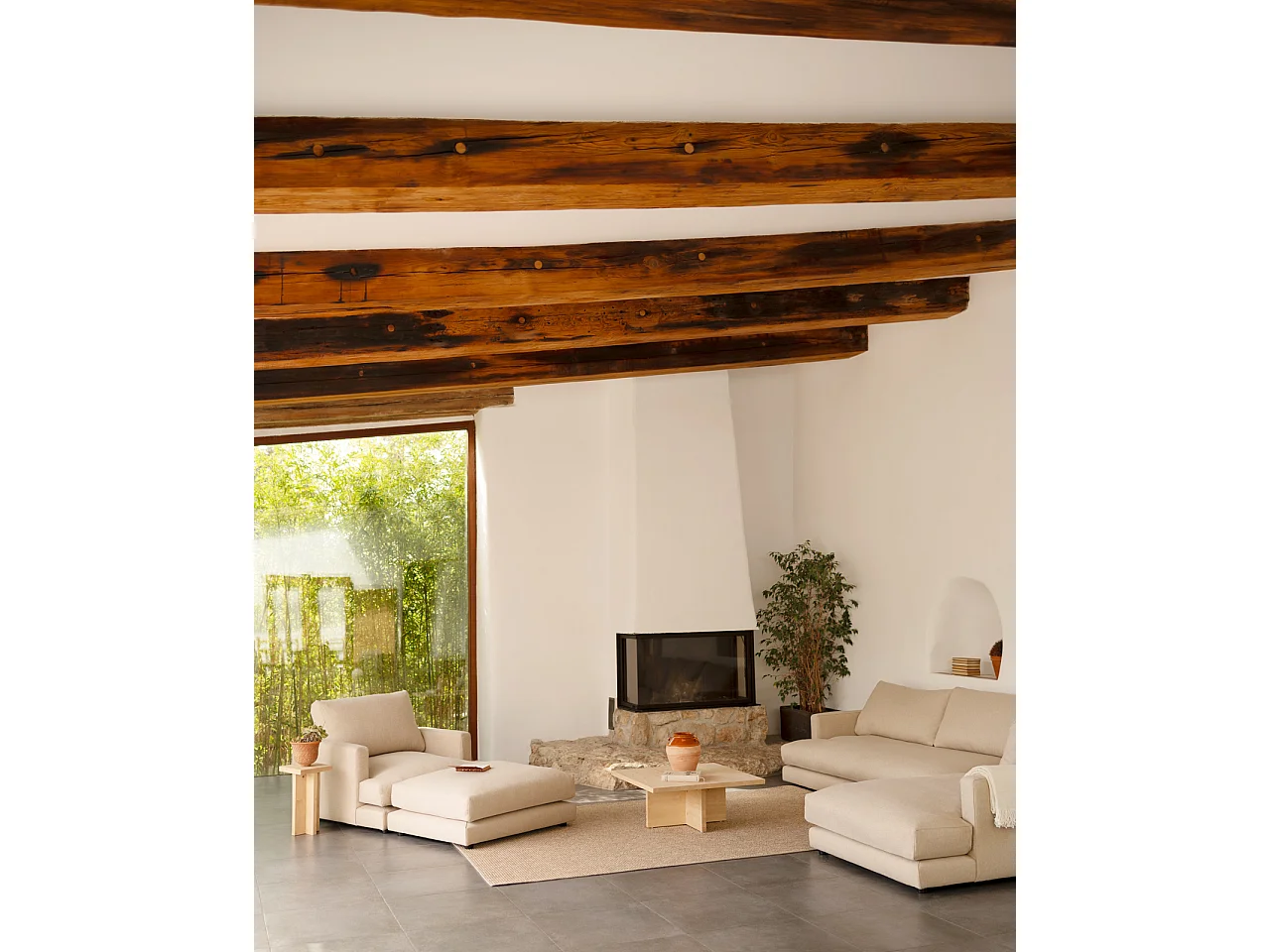 Puff beige de 97x80cm - LAIA - DECOWOOD