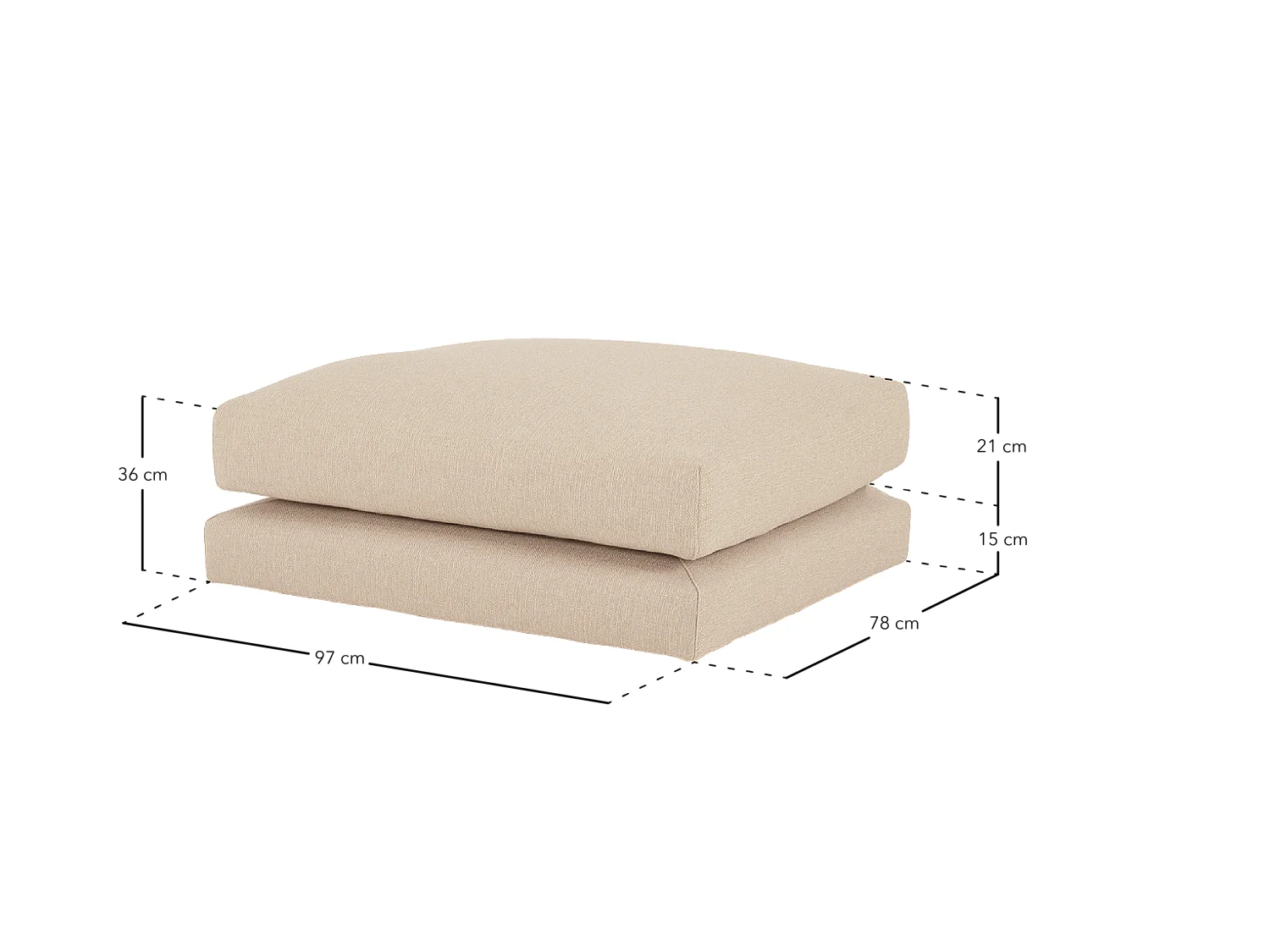 Puff beige de 97x80cm - LAIA - DECOWOOD