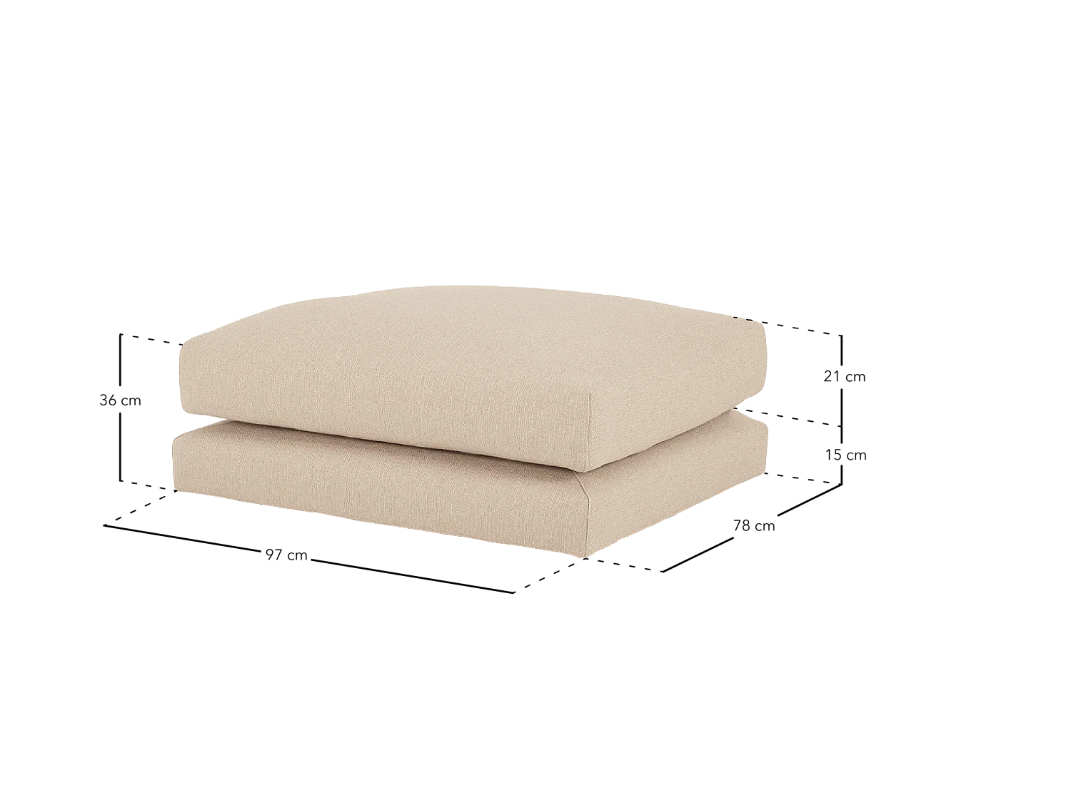 Puff beige de 97x80cm - LAIA - DECOWOOD