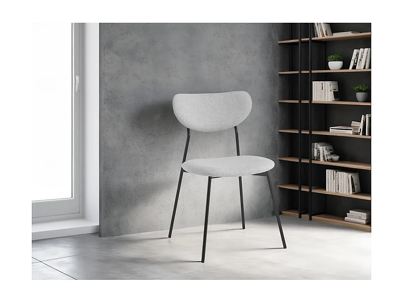 Lot de 6 chaises BRODIE en tissu avec pieds noirs - Gris clair