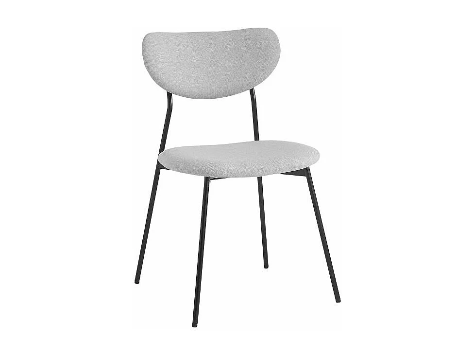 Lot de 6 chaises BRODIE en tissu avec pieds noirs - Gris clair