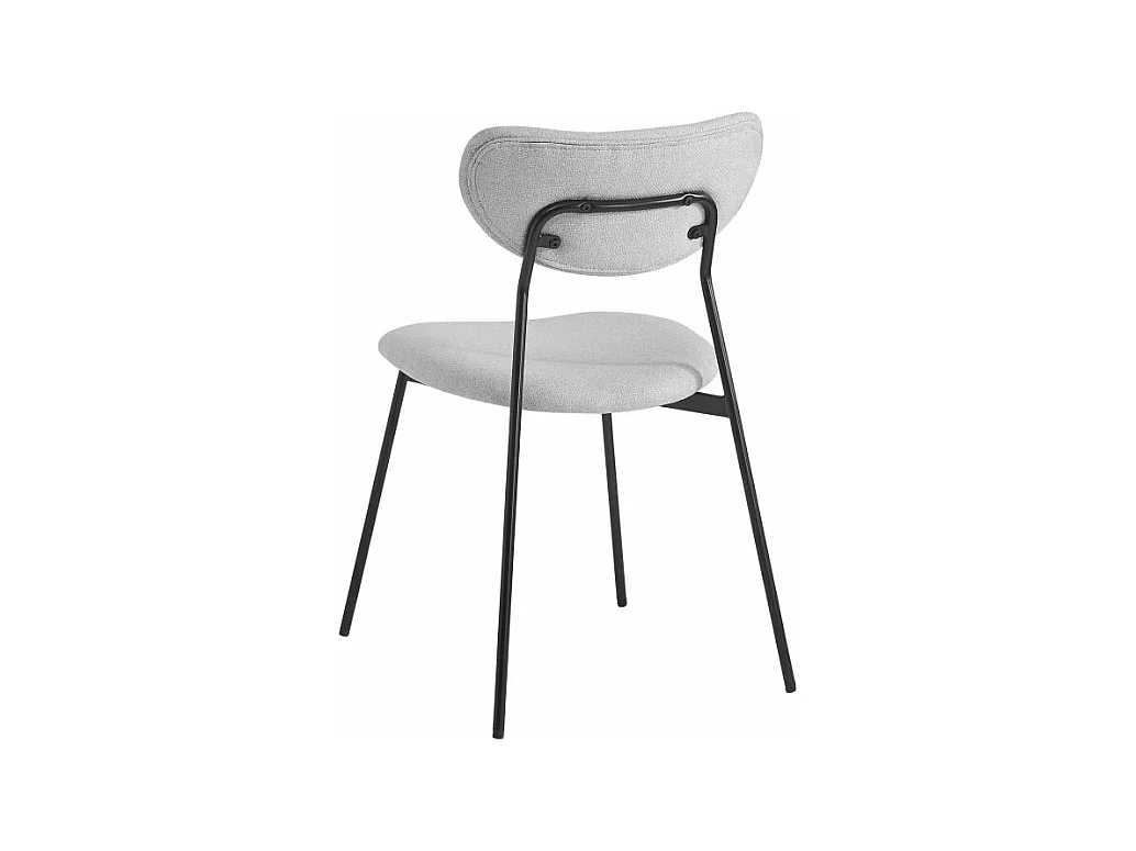 Lot de 6 chaises BRODIE en tissu avec pieds noirs - Gris clair