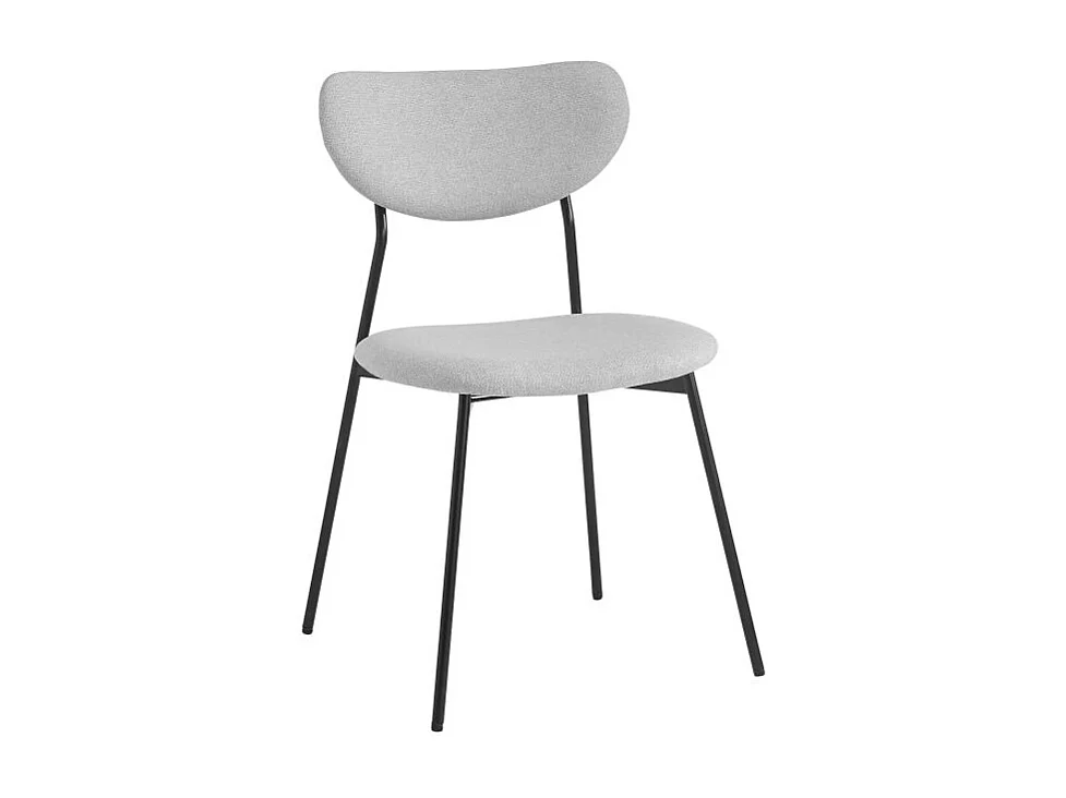 Lot de 6 chaises BRODIE en tissu avec pieds noirs - Gris clair