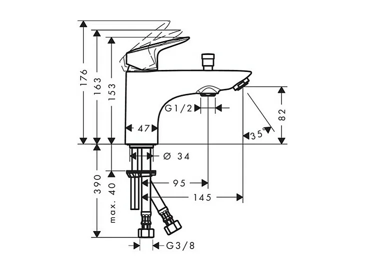 Mitigeur bain douche mécanique monotrou HANSGROHE Logis C2